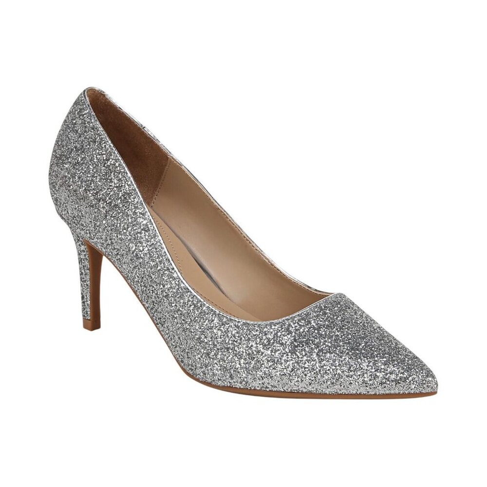 NWT On 34th Jeules Pointed-Toe Slip-On Pumps 10018690000 Silver Glitter 7M